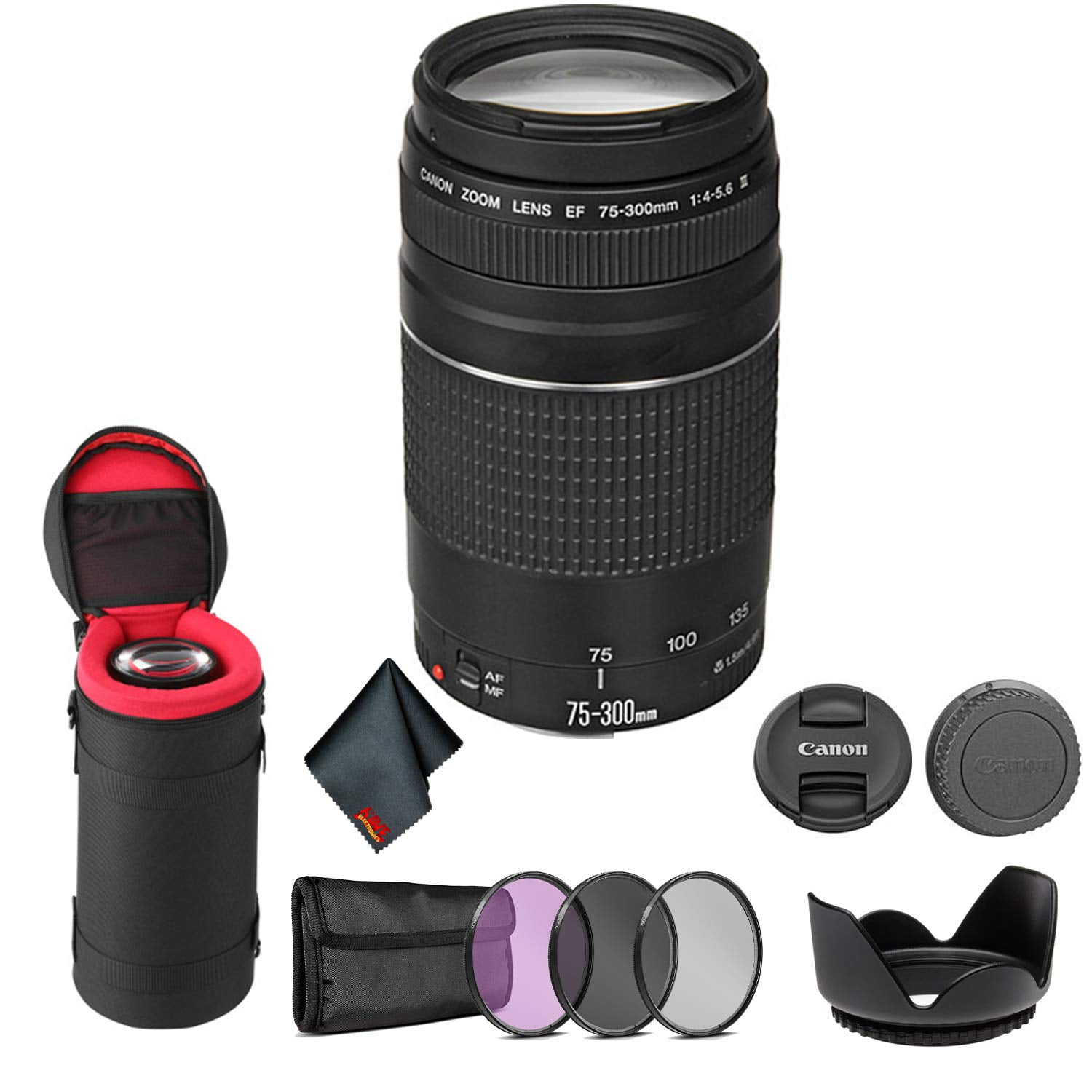 Canon EF 75-300mm f/4-5.6 III Telephoto Zoom Lens 6473A003 Bundle