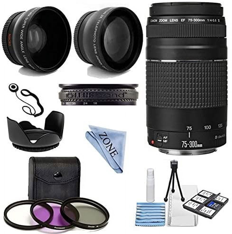 Canon EF 75-300mm f/4-5.6 III Telephoto Zoom Lens Kit with 2X