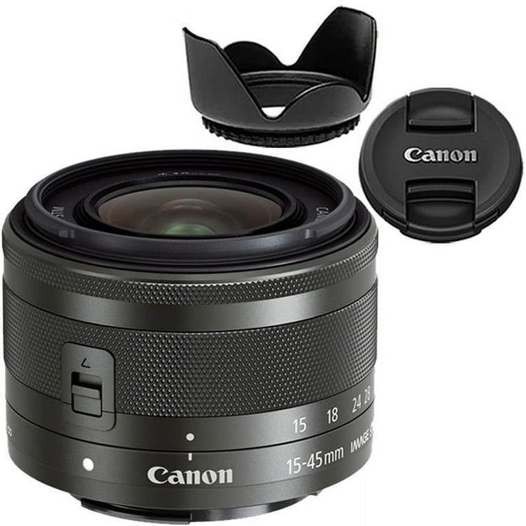 Canon EF-M 15-45mm f/3.5-6.3 IS STM Lens (Graphite) + Hood