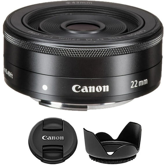 Canon EF-M 22mm f/2 STM Lens (Black) + Hood