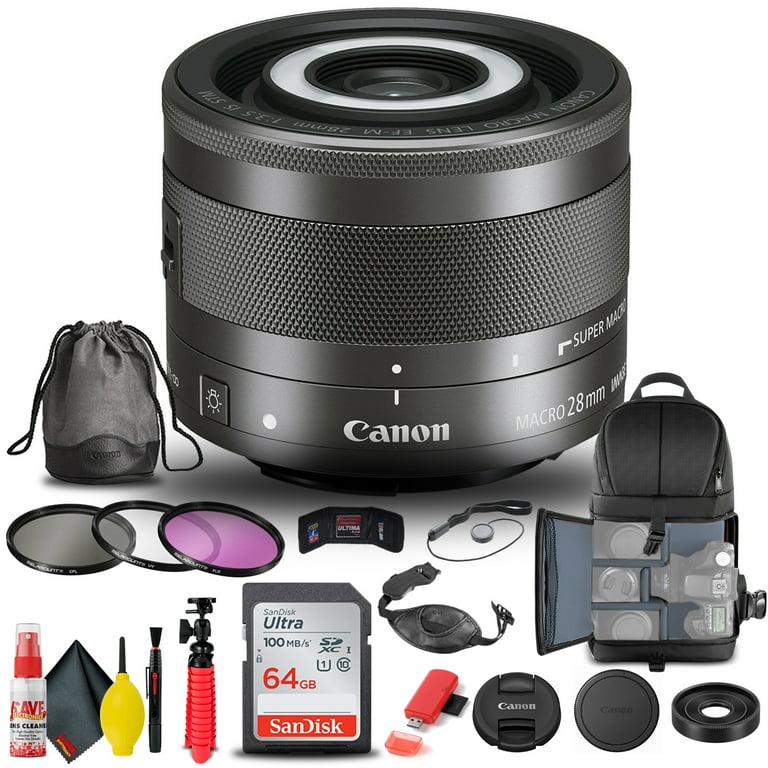 Canon EF-M 28mm f/3.5 Macro IS STM Lens (1362C002) + Filter +