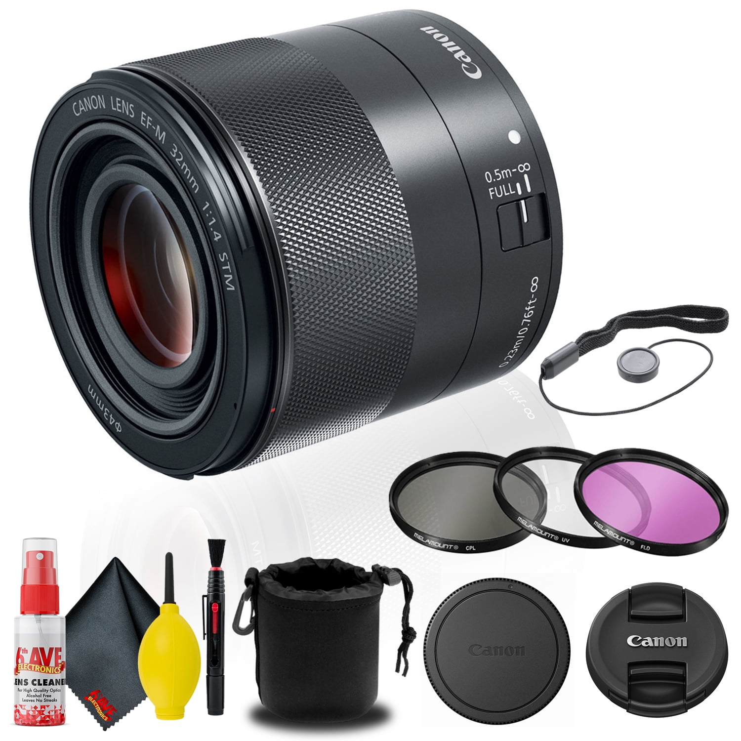 Canon EF-M 32mm f/1.4 STM Lens (2439C002) Filter Kit Lens Pouch More 