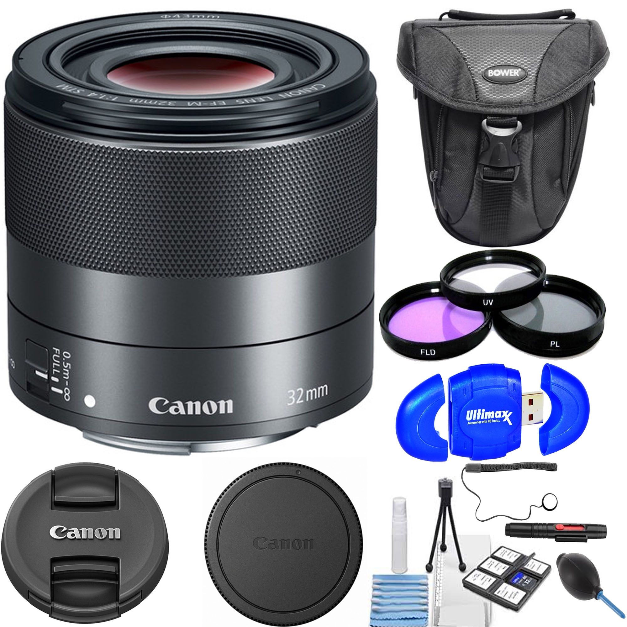 Canon EF-M 32mm f/1.4 STM Lens with Additional Accessories