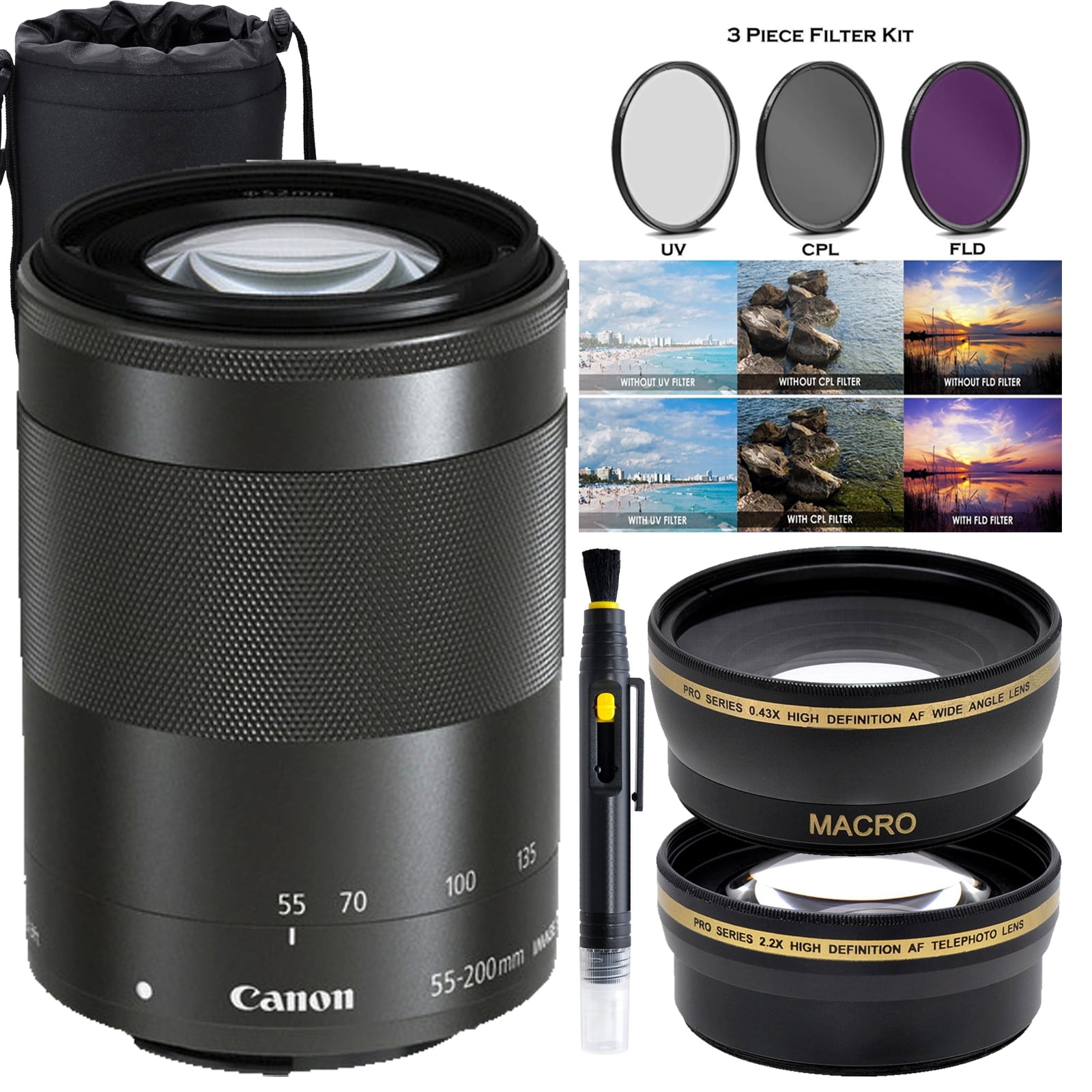 Canon EF-M 55-200mm f/4.5-6.3 IS STM Lens (Black)compatible for
