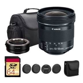 Canon EF-S 10-18mm f/4.5-5.6 IS STM Lens | Ultra-Wide Angle Zoom with Image Stabilization & Quiet Autofocus | Great for Travel & Landscape Photography (9519B002) + Adapter EF-EOS R + Bag + 64GB Card