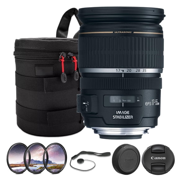 Canon EF-S 17-55mm f/2.8 IS USM Lens | Professional APS-C Standard Zoom with Constant f/2.8 Aperture, Optical Image Stabilization & Fast USM AF | For Portraits & Events (1242B002) + Filter Kit + More