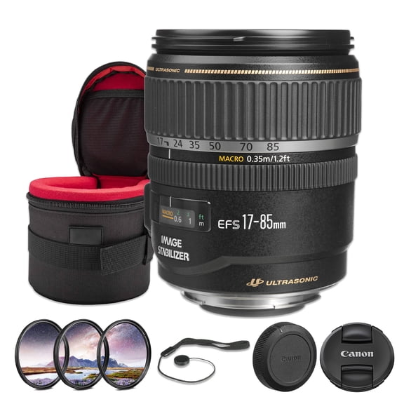 Canon EF-S 17-85mm f/4-5.6 IS USM Lens Bundle, APS-C Zoom with Image Stabilization, Ring USM Autofocus, Travel Lens, Filter Kit + More