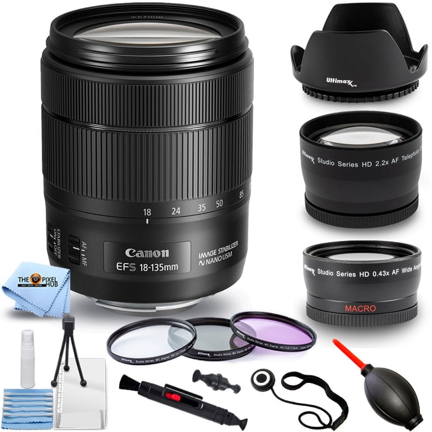 Canon EF-S 18-135mm f/3.5-5.6 IS USM Lens (White Box) - Pro Bundle ...