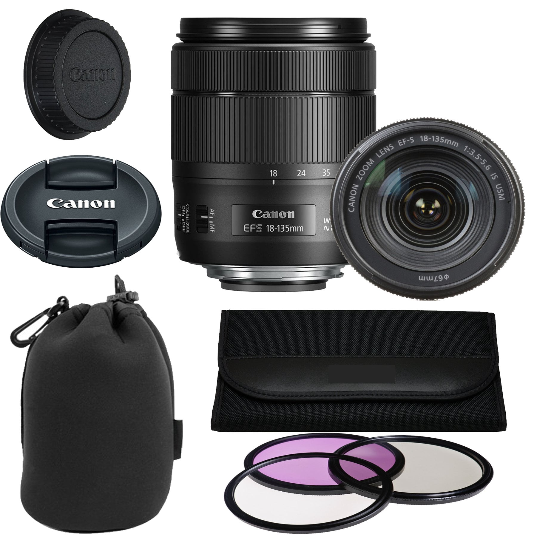 Canon EF-S 18-135mm f/3.5-5.6 IS USM DSLR Zoom Lens with 3pc 