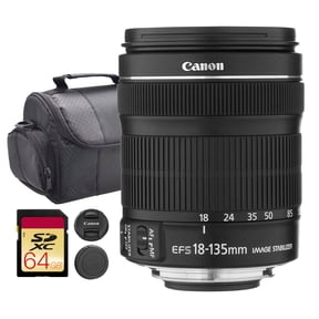 Canon EF-S 18-135mm f/3.5-5.6 IS STM Lens | Versatile All-in-One Zoom with Image Stabilization & Smooth Autofocus | Great for Travel, Portrait & Video Shooting (6097B002) + Shoulder Bag + 64GB Card