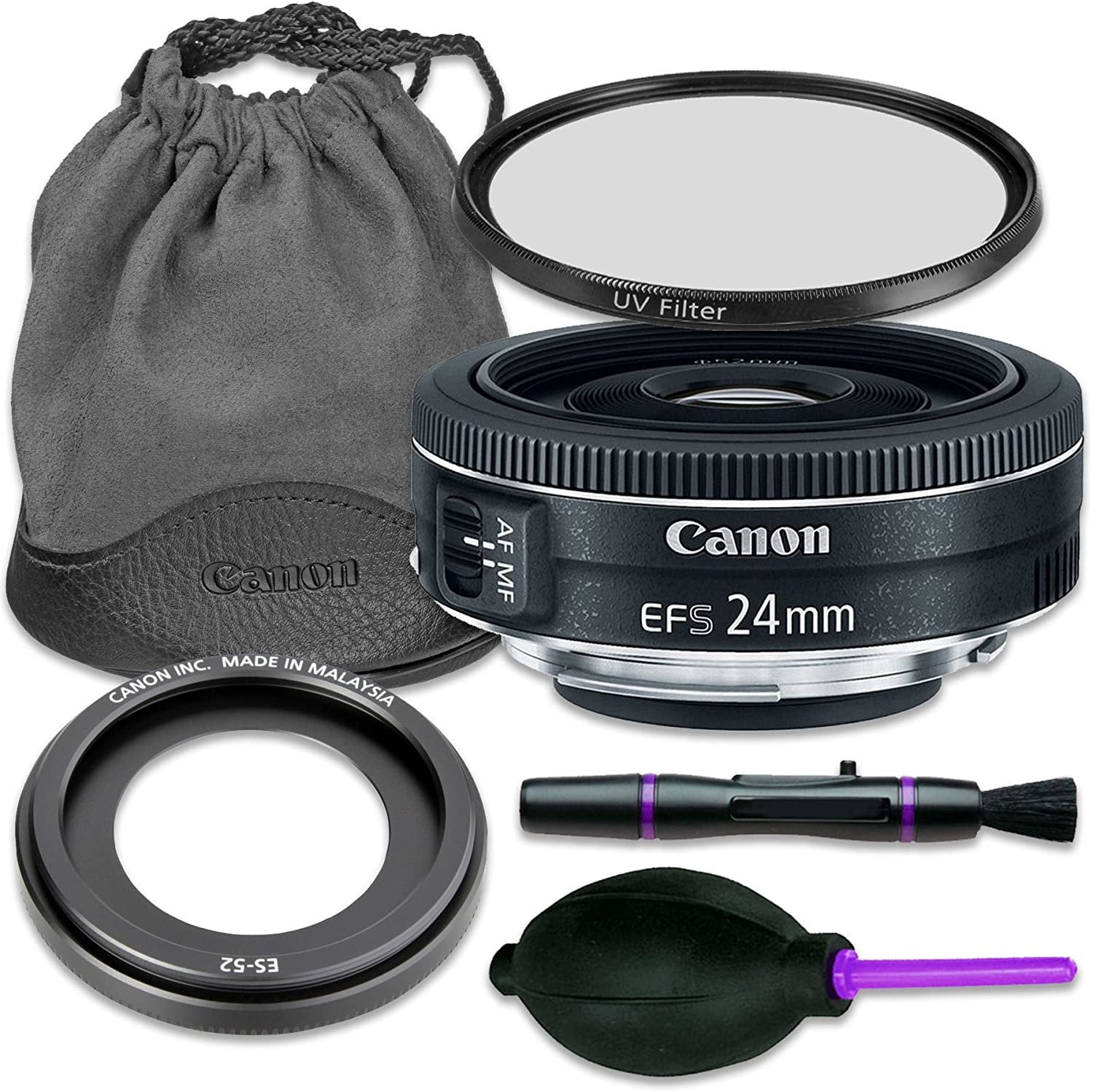 Canon EF-S 24mm f/2.8 STM Lens with Accessory Bundle