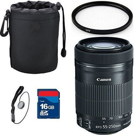 Canon EF-S 55-250mm F4-5.6 IS STM Lens with Accessory Bundle - International Model (International Version)
