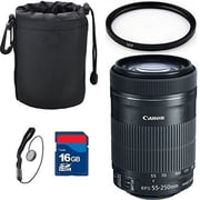 Canon EF-S 55-250mm F4-5.6 IS STM Lens with Accessory Bundle - International Model International Version