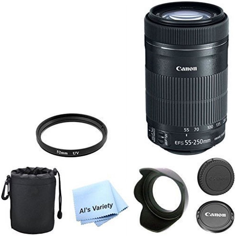 Canon EF-S 55-250mm STM Telephoto Zoom Lens Bundle with UV Filter
