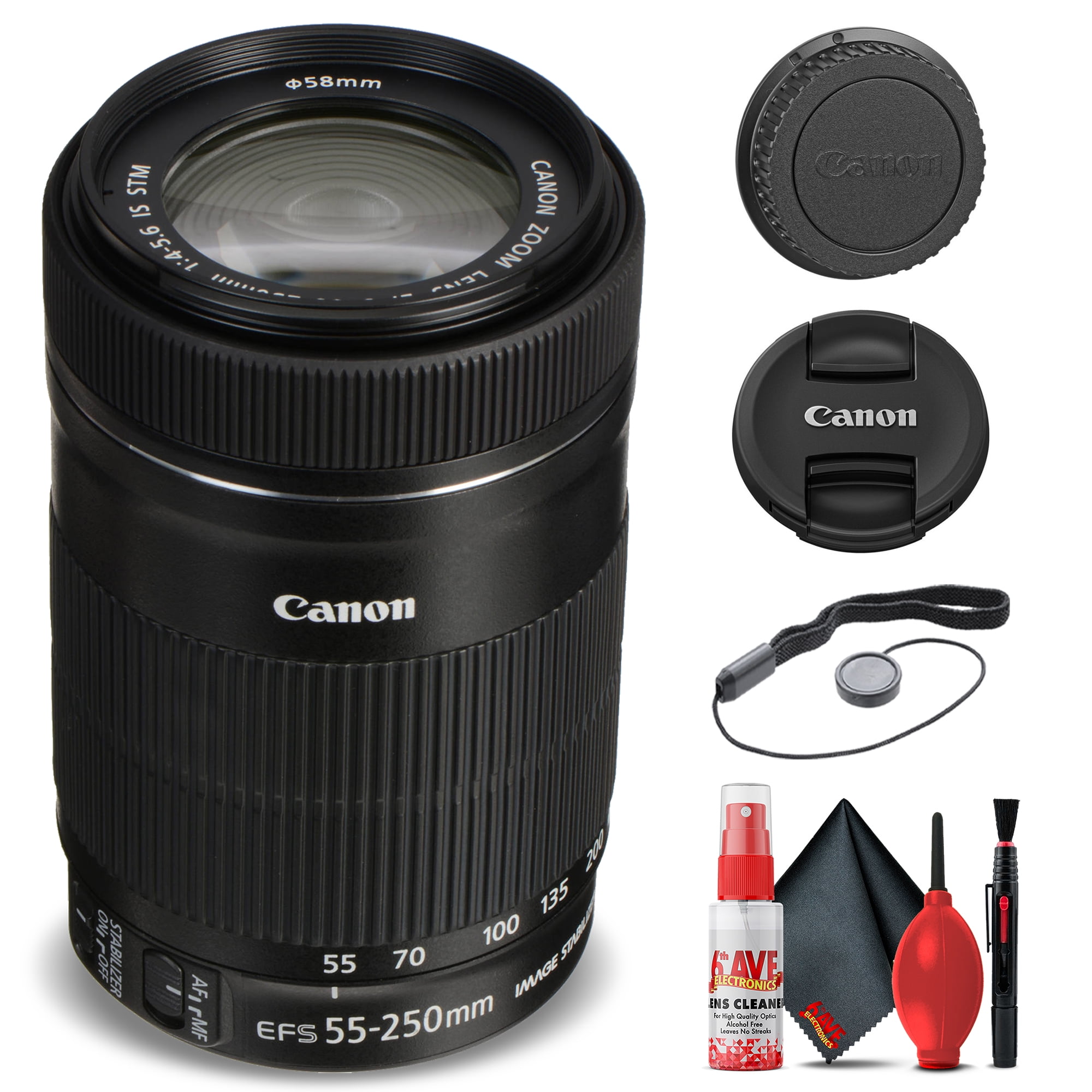 Canon EF-S 55-250mm f/4-5.6 IS STM Lens (8546B002) + Filter Kit + More