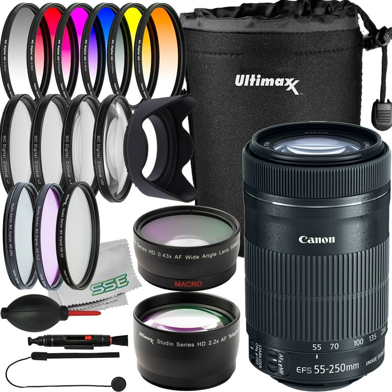 Canon EF-S 55-250mm f/4-5.6 IS STM Lens with Deluxe