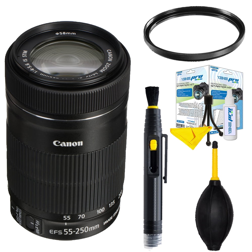 Canon EF-S 55-250mm f/4-5.6 IS STM Lens with cleaning kit 