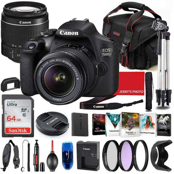 Canon EOS 1500D (Rebel T7) DSLR Camera with 1855mm Lens Bundle