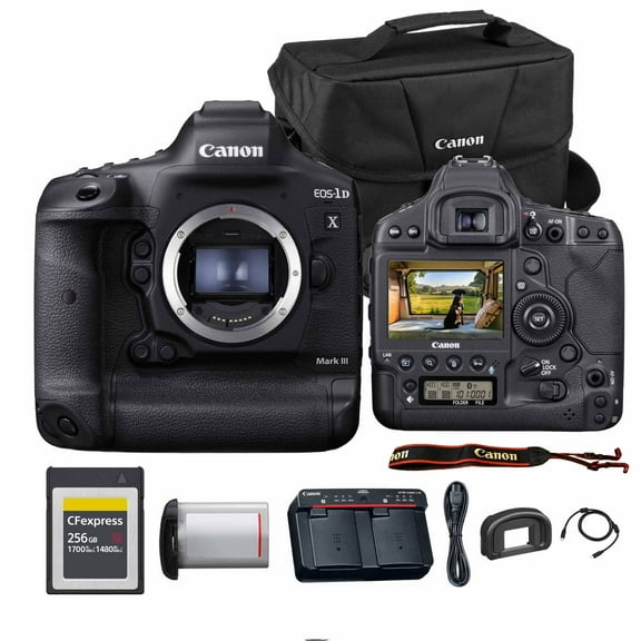 Canon EOS-1D X Mark III DSLR Camera | 20.1MP Full-Frame CMOS Sensor, DIGIC X Processor & 4K Video | Professional Camera for Sports, Wildlife, & Journalism Photography (3829C002) + Bag + 256GB Card