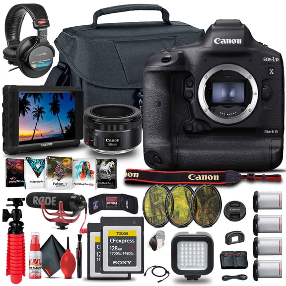 Canon EOS-1D X Mark III DSLR Camera (Body Only) (3829C002) + 4K Monitor + More (International Version)