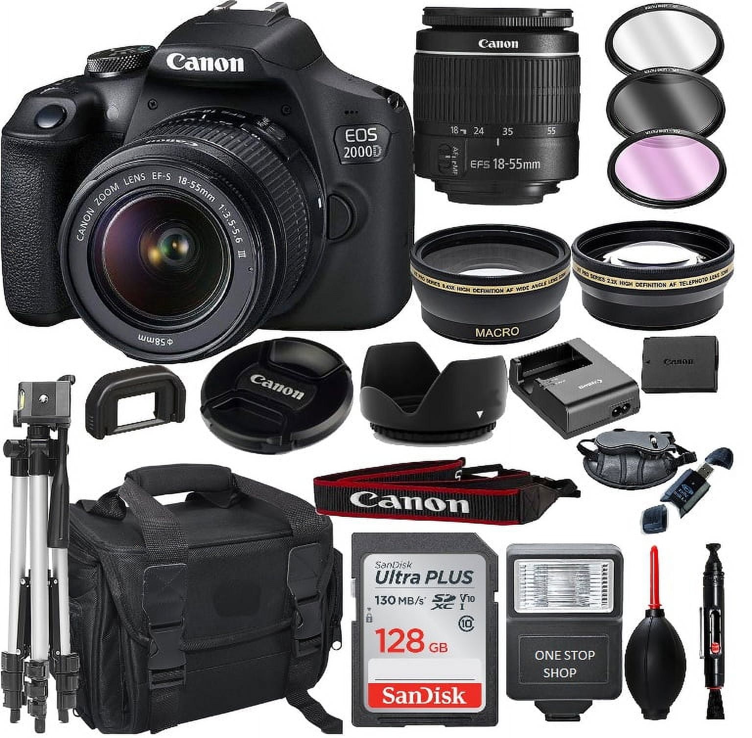Canon EOS 2000D DSLR Camera, 24.1MP Sensor, 18-55mm f/3.5-5.6 Lens