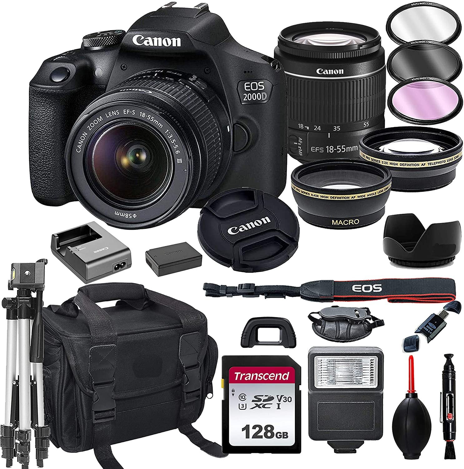 Canon EOS 2000D DSLR Camera, 24.1MP Sensor, 18-55mm Zoom Lens