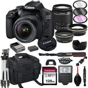 Canon EOS 2000D DSLR Camera with 18-55mm f/3.5-5.6 Zoom Lens + 128GB Card, Tripod, Flash, and More 20pc Bundle International Version