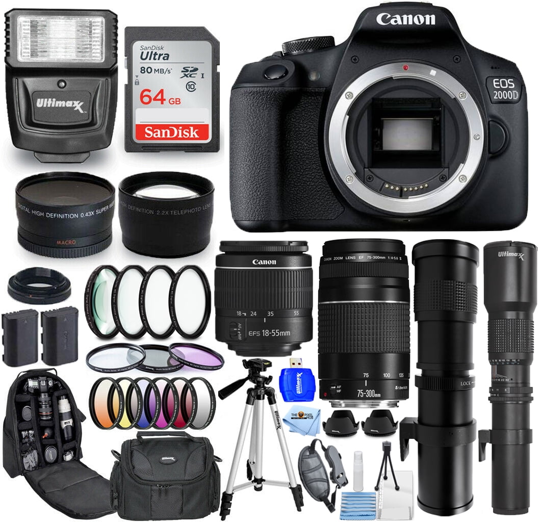 Canon EOS 2000D/Rebel T7 18-55mm III + 75-300mm + 500mm + 420-800mm ...