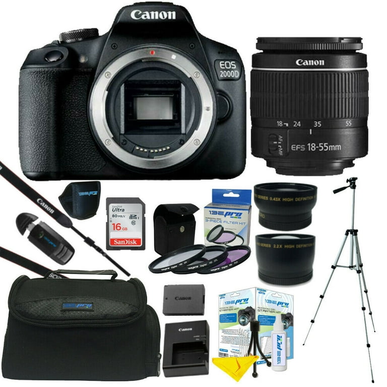 Canon EOS 2000D (Rebel T7) DSLR Camera + 18-55mm III Kit (International  Model)