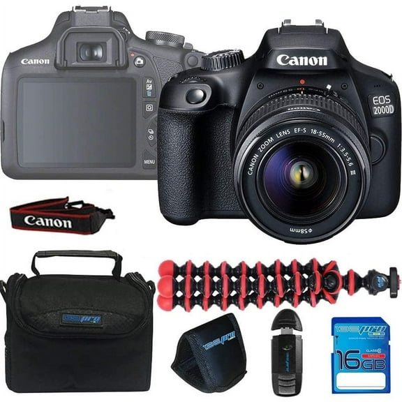 Canon EOS 2000D / Rebel T7 Camera with EF-S 18-55mm f/3.5-5.6 III Lens (Black) + 16GB Memory Card + Deal-Basic Accessories(International-version)