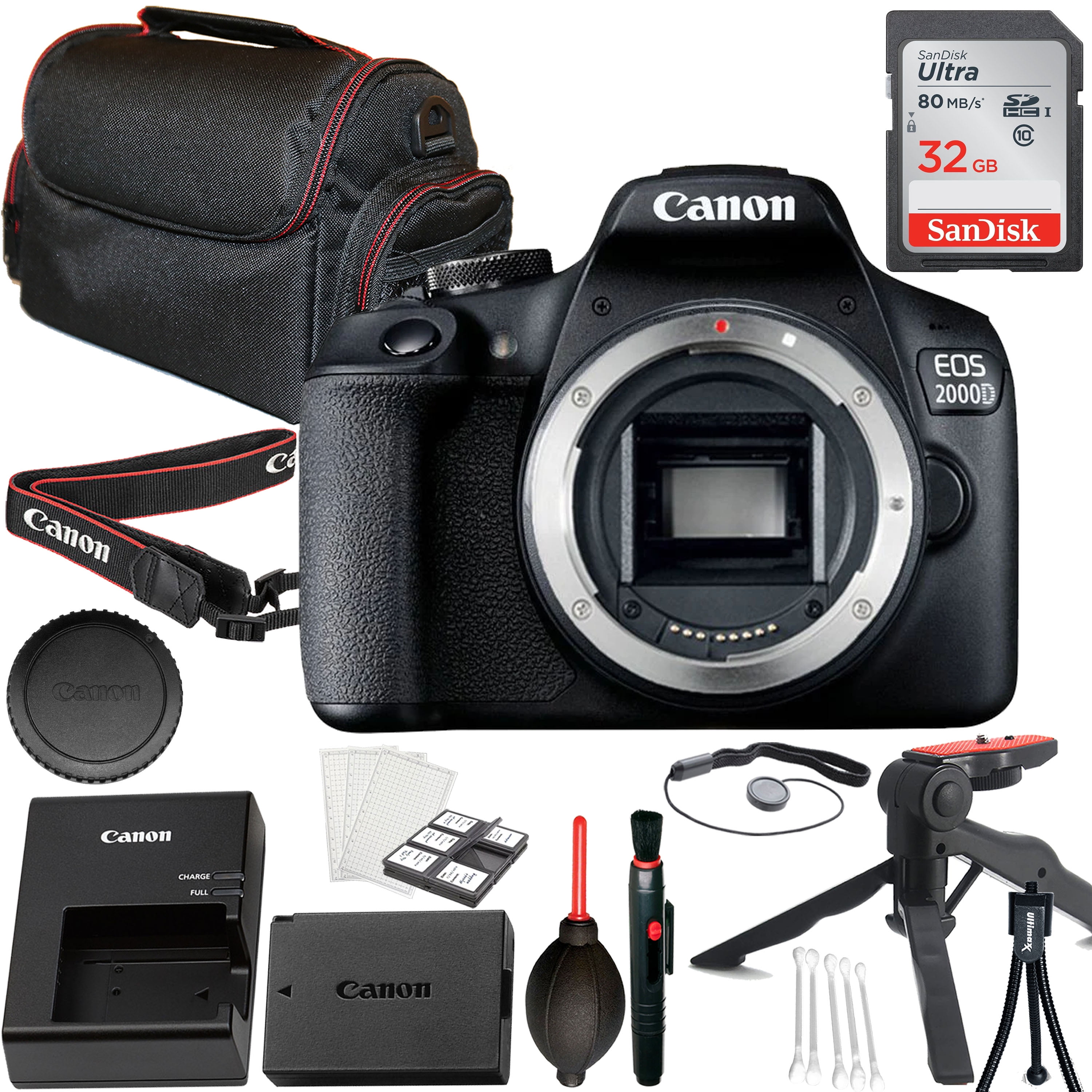 Canon EOS 2000D / Rebel T7 DSLR Camera (Body Only) + 32GB Memory Card