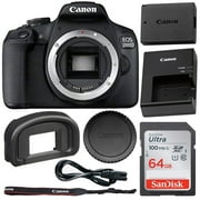 Canon EOS 2000D (Rebel T7) International Model DSLR Camera Body Only with Basic Starter Bundle, Includes SanDisk Ultra 64GB SD Card and Accessories