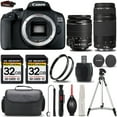thumbnail image 1 of Canon EOS 2000D (Rebel T7) DSLR Camera + Canon EF-S 18-55mm IS STM Lens + Canon EF 75-300mm f/4-5.6 III Lens + 64GB Storage + 2X UV Filter  (International Version), 1 of 10
