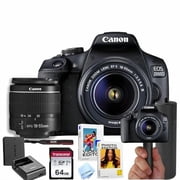 Canon EOS 2000D / Rebel T7 DSLR Camera w/EF-S 18-55mm F/3.5-5.6 Zoom Lens + 64GB Memory + Stabilizing Grip + Software Pack +More Value Bundle International Version