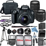 Canon EOS 2000D Rebel T7 DSLR Camera Bundle Includes 18-55mm Zoom Lens + 75-300mm Lens + 2 Pack 64GB Card + Case + Tripod + 3 Pieces Filter Kit and More International Version