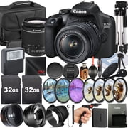 Canon EOS 2000D / Rebel T7 DSLR Camera with 18-55mm Lens + 2 Pack 32GB Memory Card + Case + Tripod + Telephoto + SV Premium Accessory Bundle International Version