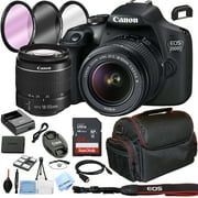 Canon EOS 2000D / Rebel T7 DSLR Camera with 18-55mm Lens + Optics Filter Set, Camera Bag + Sandisk Ultra 64GB Card + and More International Version