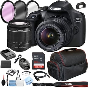 Canon EOS 2000D / Rebel T7 DSLR Camera with 18-55mm Lens + Optics Filter Set, Camera Bag + Sandisk Ultra 64GB Card + and More (International Version)
