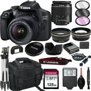 Canon EOS 2000D Rebel T7 DSLR Camera with 18-55mm f/3.5-5.6 Zoom Lens + + 128GB Card, Tripod, Flash, and More 20pc Bundle International Version