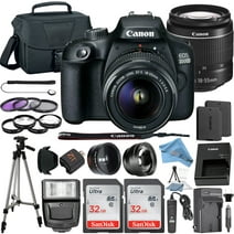 Canon EOS 2000D / Rebel T7 Digital SLR Camera 24.1MP with 18-55mm Zoom Lens + ZeeTech Accessory Bundle, 2 Pack SanDisk 32GB Memory Card, Telephoto and Wideangle Lenses, Flash, Tripod