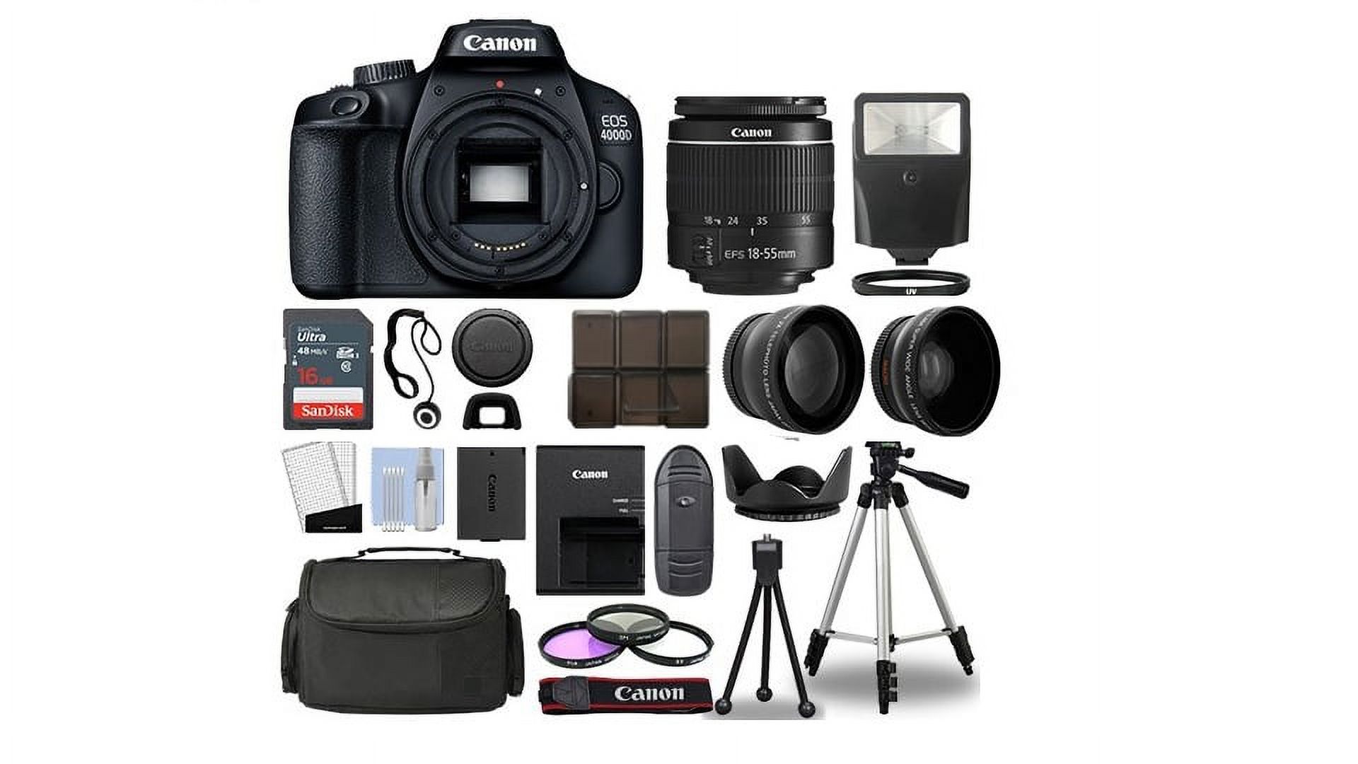 Canon EOS 2000D Rebel T7 Kit with EF-S 18-55mm f/3.5-5.6 III Lens + Accessory Bundle +One Stop Shop Deals Cloth - image 1 of 1