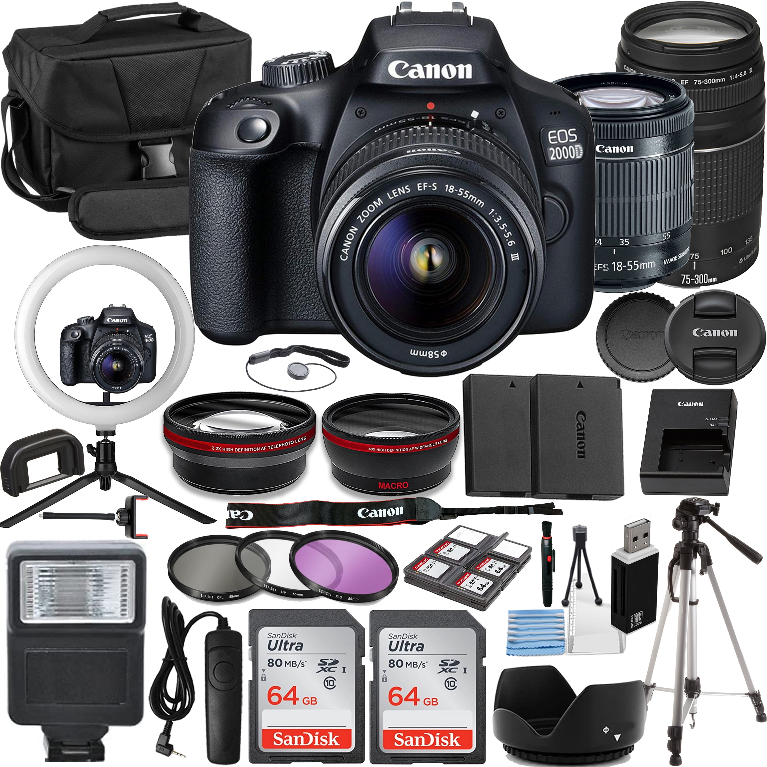 Buy Canon EOS 2000D + EF-S 18-55mm IS II Lens + EF 75-300mm III