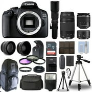 Canon EOS 2000D / T7 DSLR + 6 Lens 18-55mm, 75-300mm, 50mm, 500mm+ 32GB PRO KIT! - International Version
