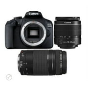 Canon EOS 2000d Rebel T7 EF18-55mm + EF 75-300mm Double Zoom KIT International Model International Version