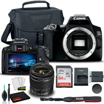 Canon EOS 250D/ Rebel SL3 DSLR Camera with 18-55mm Lens (Black) (3453C002) +  EOS Bag +  Sandisk Ultra 64GB Card + Cleaning Set And More
