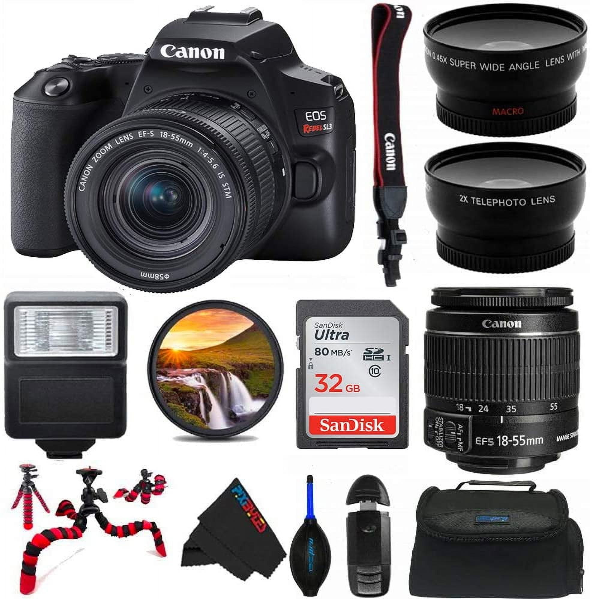 デジタルカメラ Canon EOS 250D (w/ complete creator kit) Canon EOS 250D/Rebel SL3 DSLR, 18-55mm Lens, 3 Lens Kit, 4K