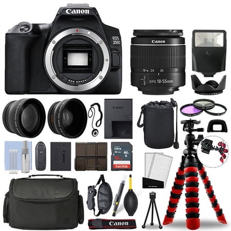 Canon EOS 250D / SL3 DSLR Camera w/ 18-55mm + 16GB 3 Lens Ultimate Accessory Kit - International Version