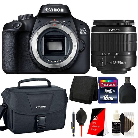 Canon EOS 3000D / Rebel T100 SLR Camera with 18-55mm Lens and 16GB Bundle