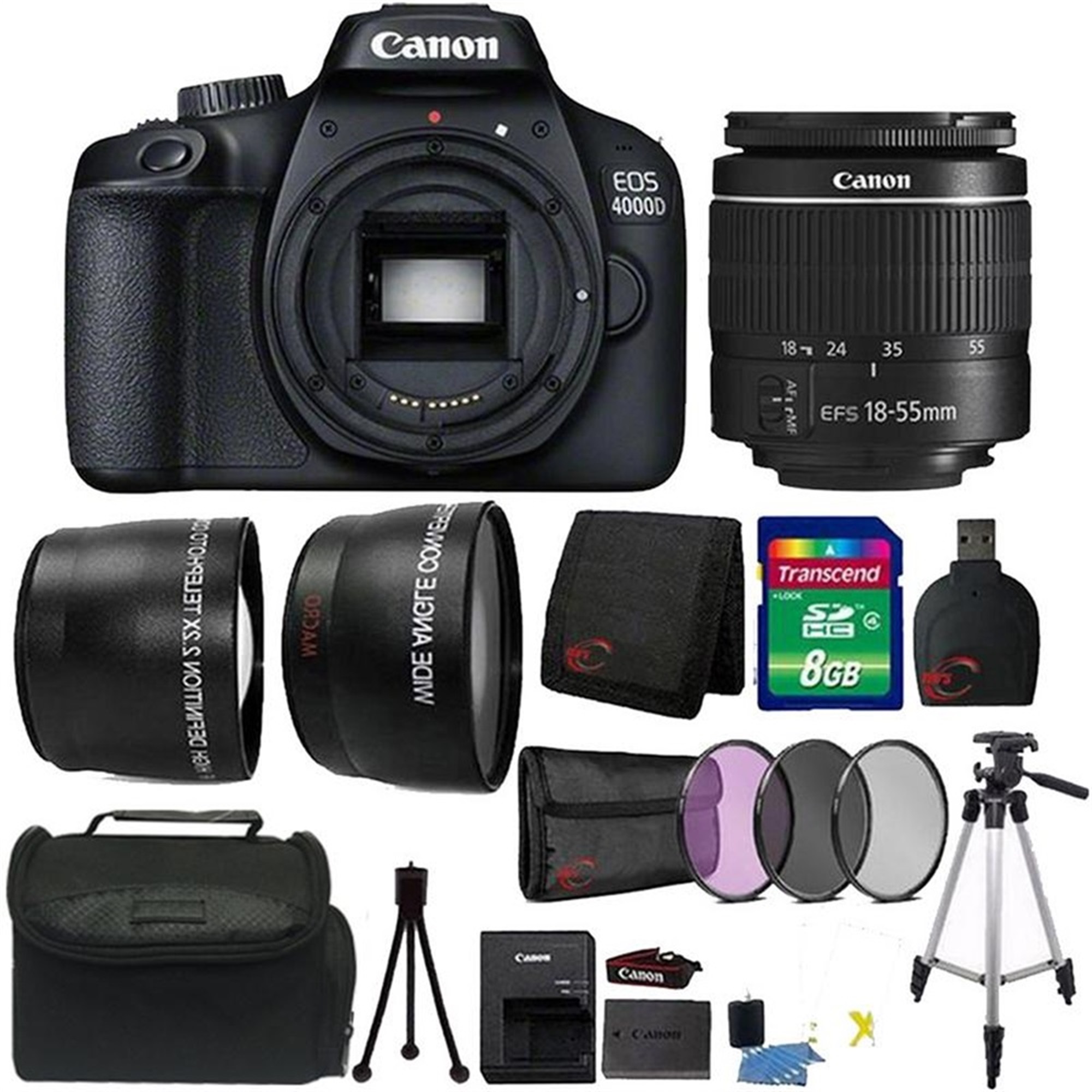 Canon EOS 4000D 18MP Digital SLR Camera 18-55mm Lens Premium Kit - image 1 of 7
