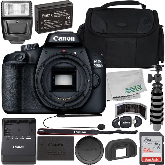 Canon EOS 4000D DSLR (Body Only, International Model) with Starter Accessory Bundle